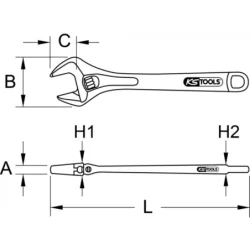 Clé à molette finition chromée KS Tools