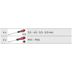 Jeu de 6 tournevis ultimate®. fente - ph