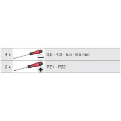 Jeu de 6 tournevis ultimate®. fente - pz