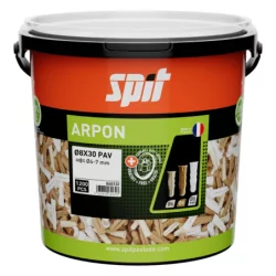 Cheville arpon Ø8mm blanche vis 6 mm bidon de 1200 pieces