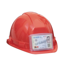 Porte badge adhesif pour casque de chantier