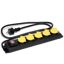 Bloc de distribution avec 5 socles à clapet 250v-nf + inter 