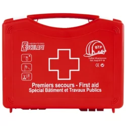 Trousse de secours BTP 5 à 10 personnes ASEP avec support mural