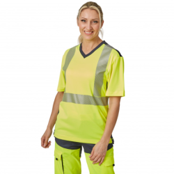 Tee-shirt Haute Visibilité manches courte col V jaune taille