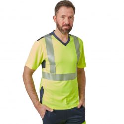 Tee-shirt Haute Visibilité manches courte col V jaune taille