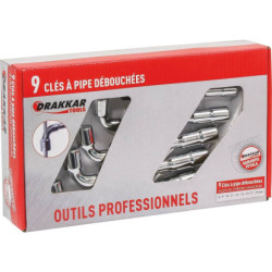 Clés à pipe débouchées 6 pans/6 pans de 8 à 19mm - boîte carton de 9 pcs Drakkar