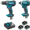 Lot de 2 visseuses Makita 18 V LI-ION (DDF482+DTD152) + 3 batteries 5 A